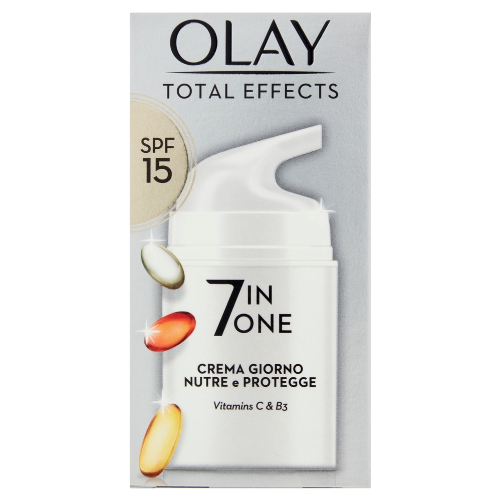 Olay Crema Viso Giorno Total Effects 7in1 - Nutre e Protegge - Vitamine C & B3 - SPF 15 - 50 ml